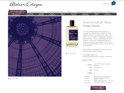 Atelier Cologne Sous le Toit de Paris website