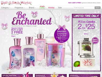 Bath & Body Works Be Enchanted website