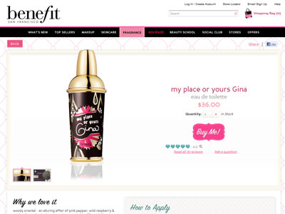 Benefit My Place or Yours Gina website