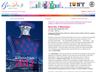 Bond No. 9 Manhattan website