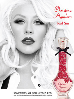 Christina Aguilera Red Sin perfume celebrity ads