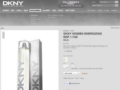 DKNY Women Energizing website