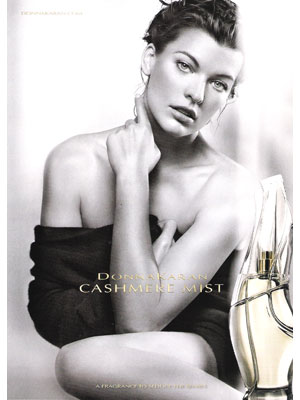 Milla Jovovich Donna Karan Cashmere Mist perfume celebrity endorsement adverts