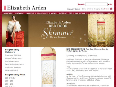 Red Door Shimmer Elizabeth Arden website
