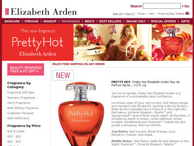 Pretty Hot by Elizabeth Arden website
