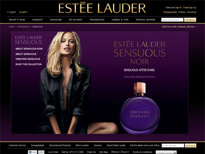 Estee Lauder Sensuous Noir website