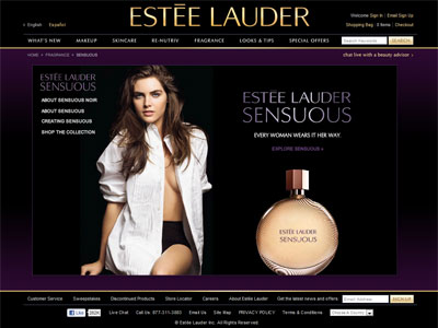 Estee Lauder Sensuous website