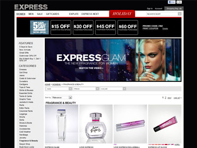 Express Glam website