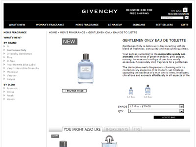 Givenchy Gentlemen Only website