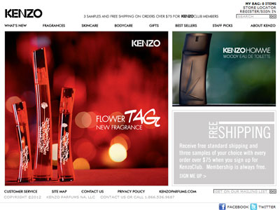 Kenzo Flower Tag website