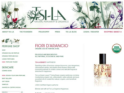Tsi-La Organics Fiori d'Arancio website