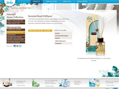 Febreze Home Collection Reed Diffusers website