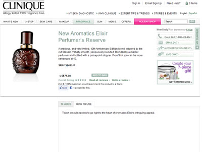 Clinique Aromatics Elixir Perfumer's Reserve website
