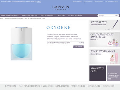 Lanvin Oxygene website