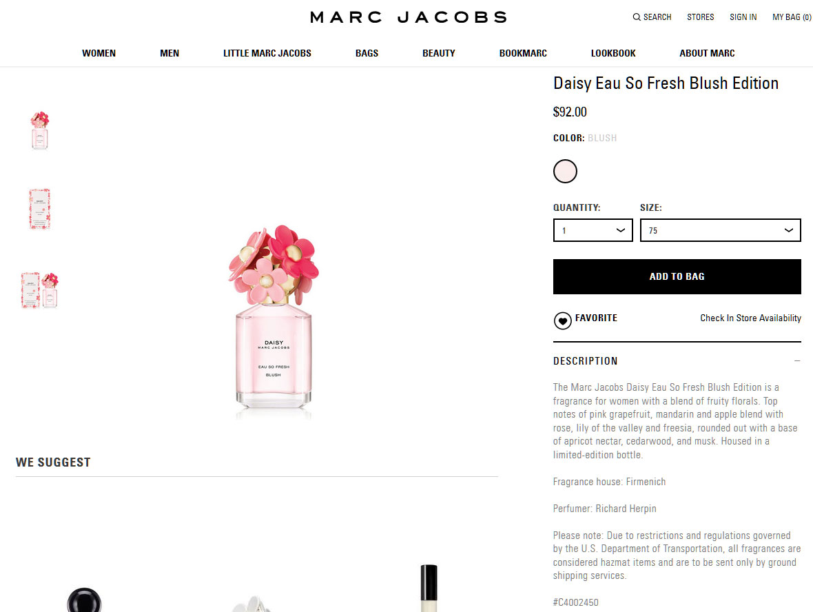 Marc Jacobs Daisy Eau So Fresh Blush Perfumes Colognes Parfums